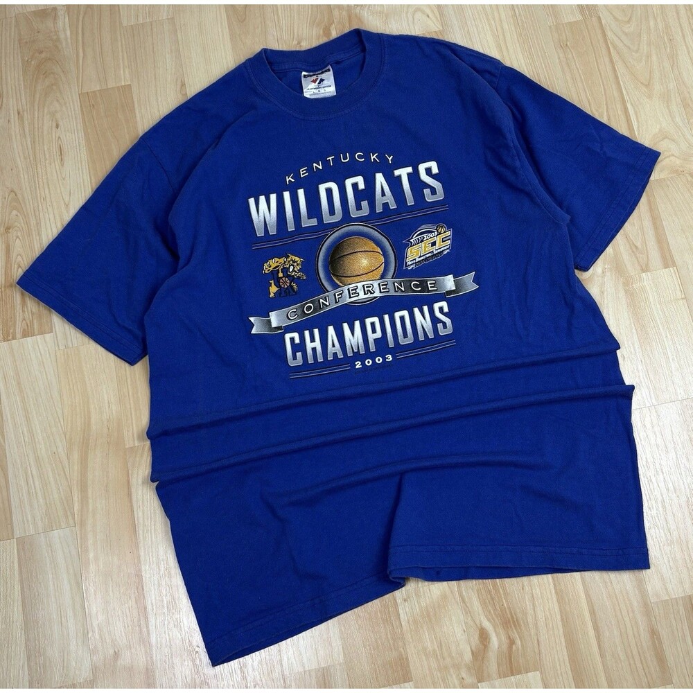 Vintage Y2K 2003 Kentucky Wildcats Graphic T-Shirt / Blue / Size Large